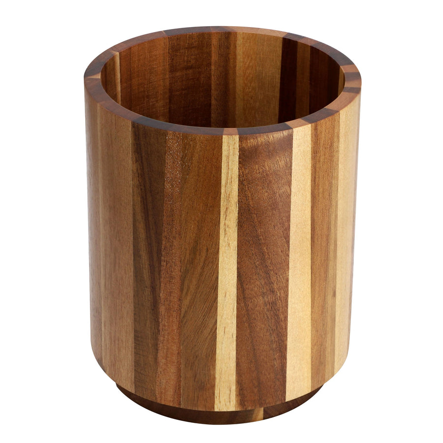 Elama Acacia Wood 360-Rotating Utensil Holder, 5.9-Inch Countertop Crock, Brown