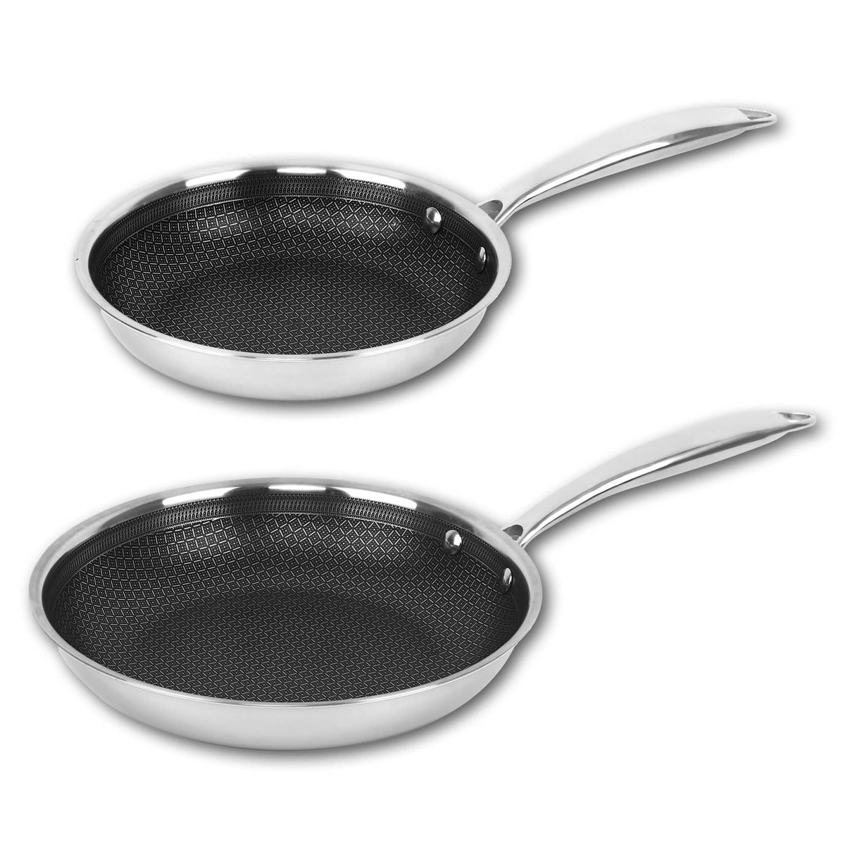 Brentwood B-FH2024 8 Inch and 9.5 Inch Hybrid Non-Stick Stainless Steel Frying Pan Set