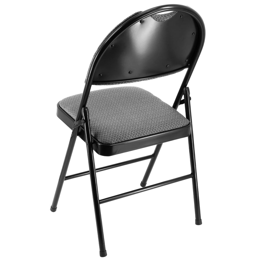 Elama 4-Piece Metal Folding Dinner Chairs, Padded Seats & Top Handle, Indoor/Outdoor, Gray (Set of 4)