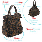 Brentwood 10L Insulated Canvas Lunch Tote Cooler Bag, Leopard Brown
