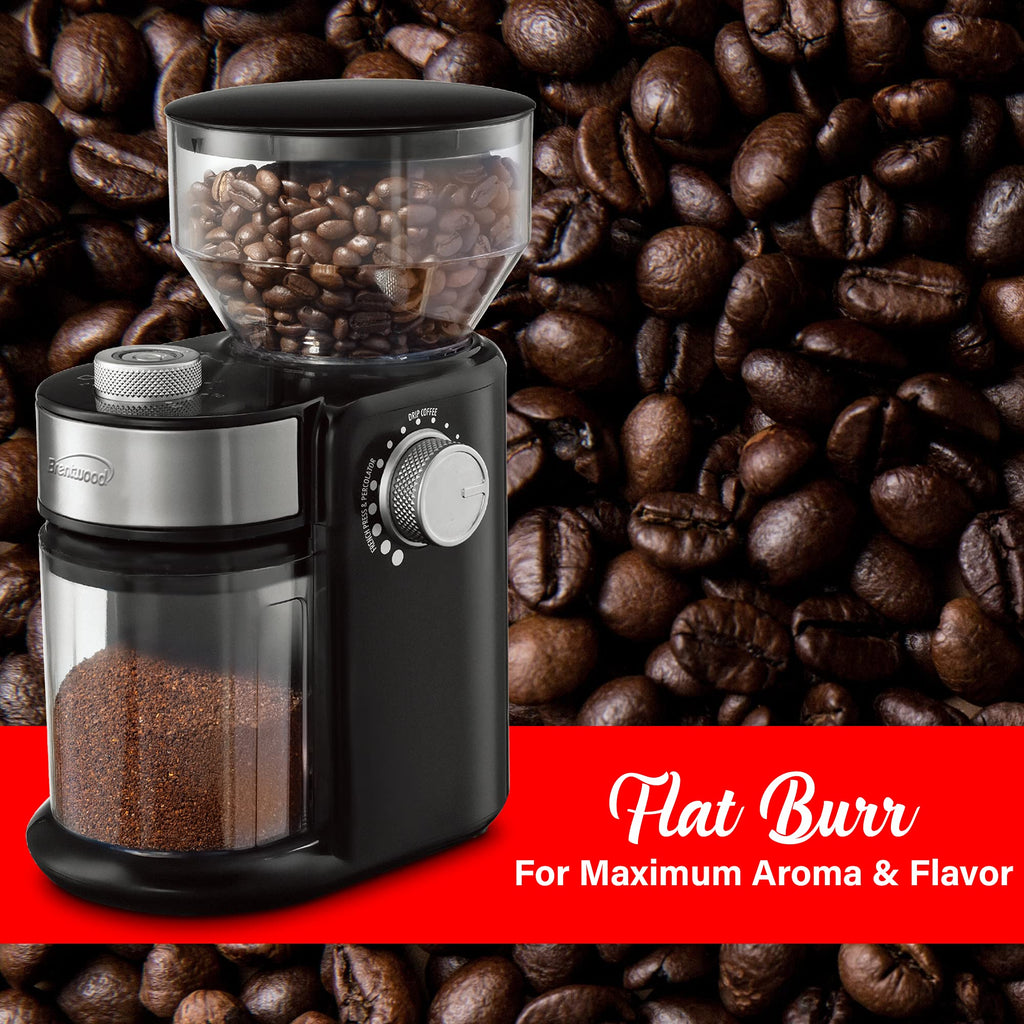 Brentwood CG-2021BK Automatic Burr Coffee Grinder - 8 oz Hopper, 18 Grind Settings, Black