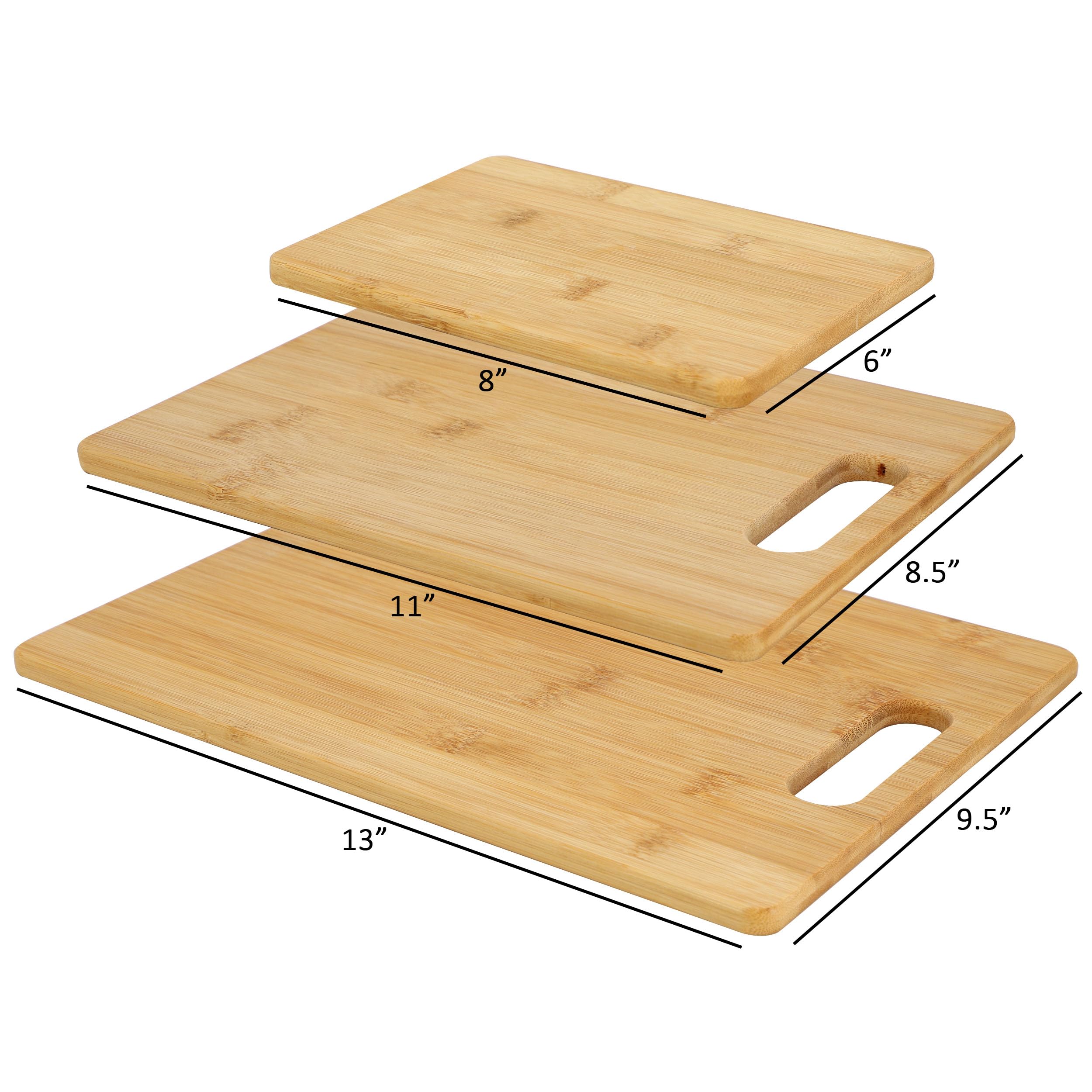 Elama 3-Piece Bamboo Cutting & Charcuterie Board Set – 8", 11" & 13" Wood Prep, Serving & Cheese Boards, Eco-Friendly Bamboo