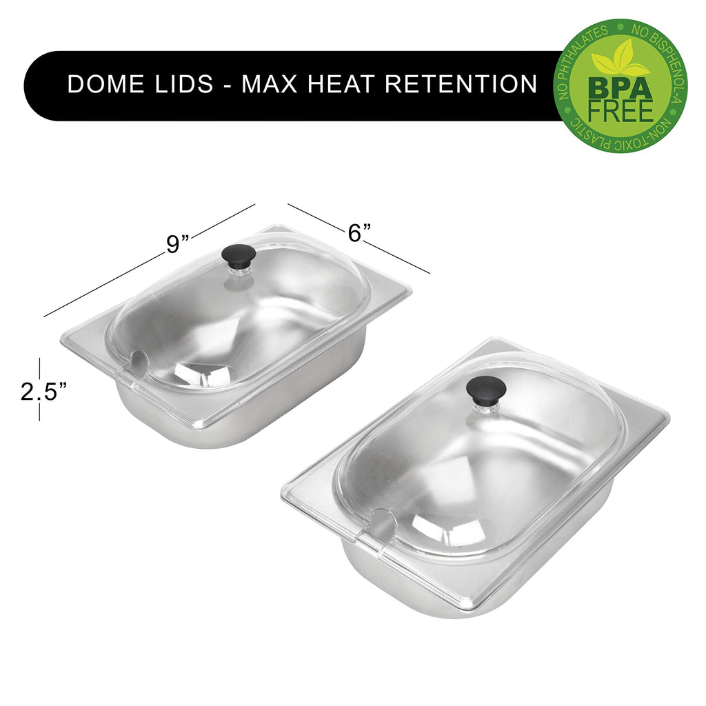 Brentwood BF-215 3-Quart 2-Pan Buffet Server & Warming Tray, Brushed Stainless Steel - Two 1.5 Qt Pans with Lids