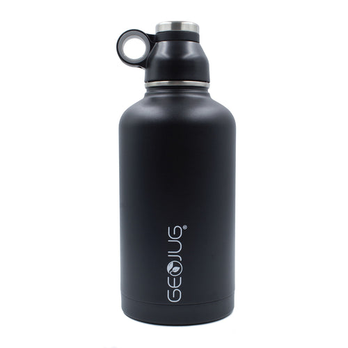 Brentwood GeoJug G-1064BK 64 oz stainless steel vacuum-insulated water bottle in black with flip-and-sip lid