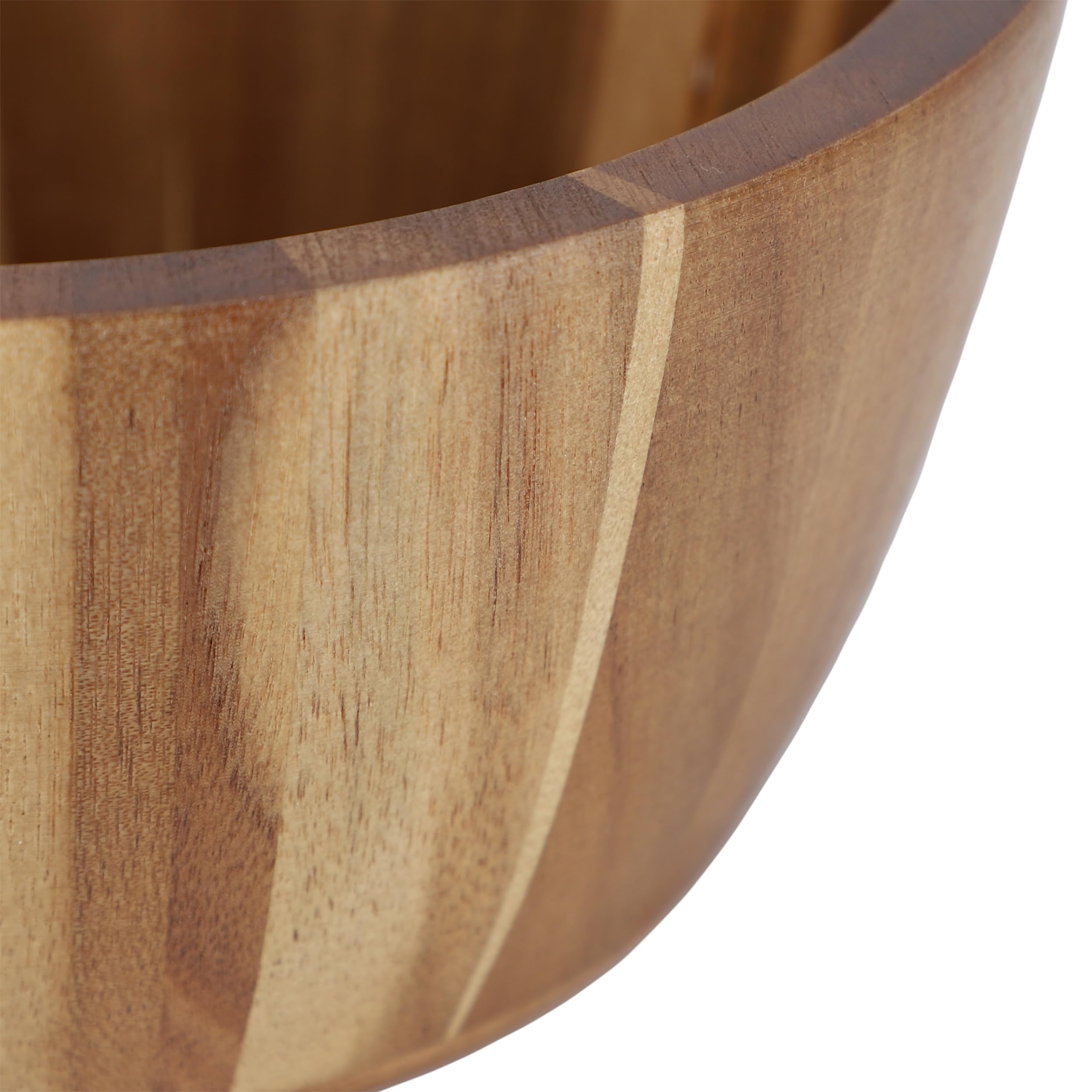 Elama 2-Piece 8.5" Acacia Wood Salad Bowl Set – Natural Hardwood Serving Bowls for Dining & Entertaining (Dark Acacia)