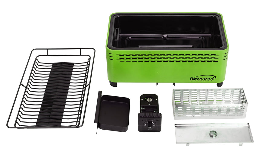 Brentwood BBF-31G Smokeless Portable Charcoal BBQ Grill, Non-Stick, Green