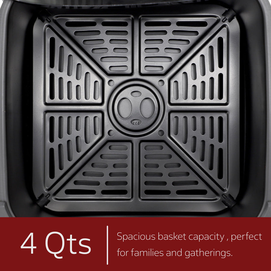 MegaChef 4 Quart Digital Air Fryer with Window and 125-Piece Liner Set, Black