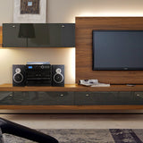 Trexonic 3-Speed Turntable Music Center with CD, Dual Cassette, FM Radio, Bluetooth & USB/SD Recording, Wood Cabinet