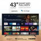 SuperSonic SC-4350GTV 43-Inch 1080p Full HD Smart LED TV - Google Assistant, 3 HDMI, Optical Out, Ethernet