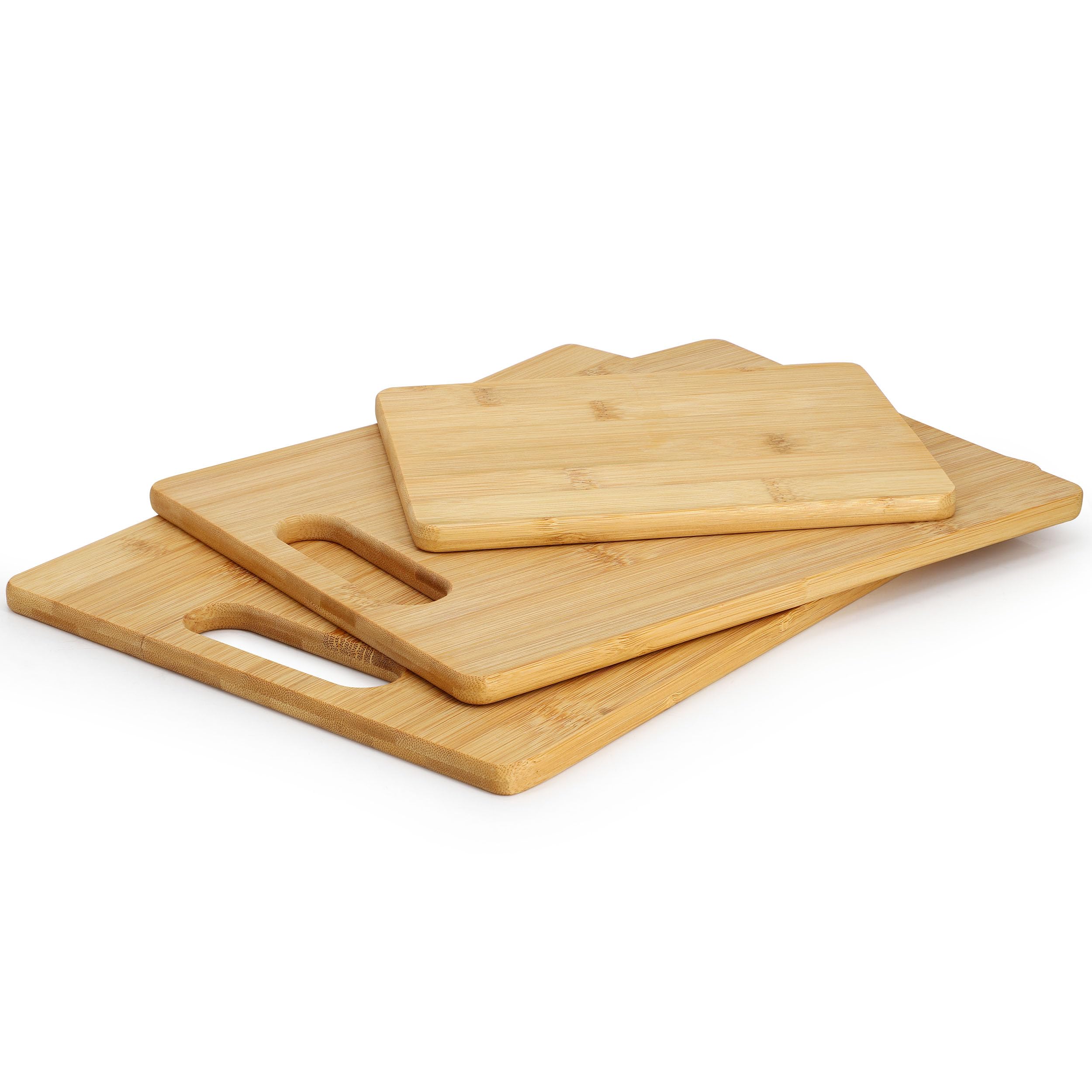 Elama 3-Piece Bamboo Cutting & Charcuterie Board Set – 8", 11" & 13" Wood Prep, Serving & Cheese Boards, Eco-Friendly Bamboo