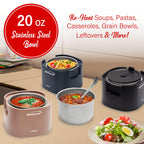 Brentwood ELB-600BK 0.6L Portable Leakproof Electric Lunch Box with Stainless Steel Container - Black