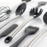 MegaChef 14-Piece Silicone and Stainless Steel Kitchen Utensil Set, Gray (13 Tools + Storage Canister)