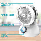 Brentwood F-650MW 6 Inch 3-Speed Oscillating Air Circulator Desktop Fan, White