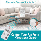 Brentwood F-900RW 8 Inch 3-Speed Remote Control Oscillating Air Circulator Desktop Fan with Timer, White