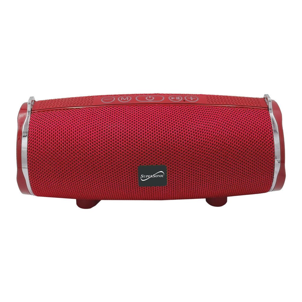 SuperSonic Portable Bluetooth 5.0 Speaker – Red, 14W with FM Radio, USB/SD/AUX & Built-In Mic