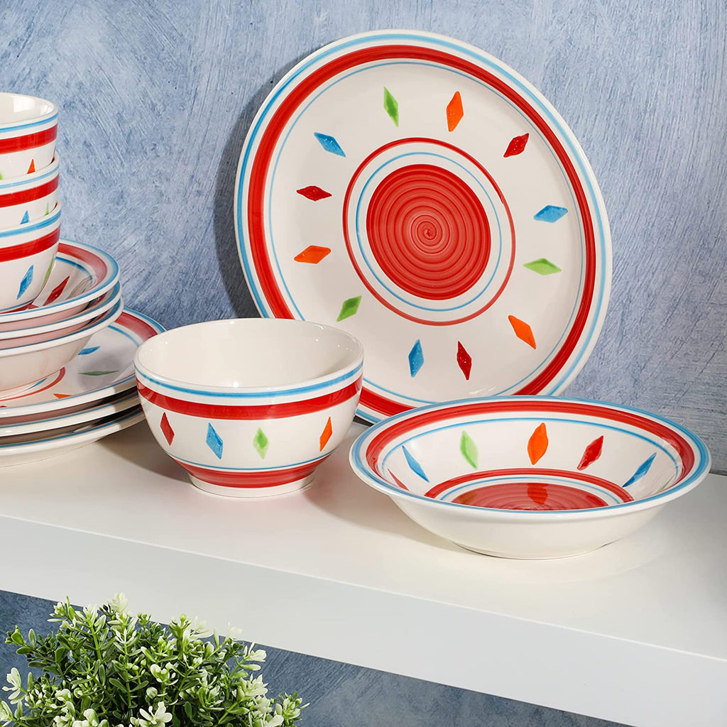 Gibson Home Heidy 12-Piece Durastone Dinnerware Set, Red, Service for 4