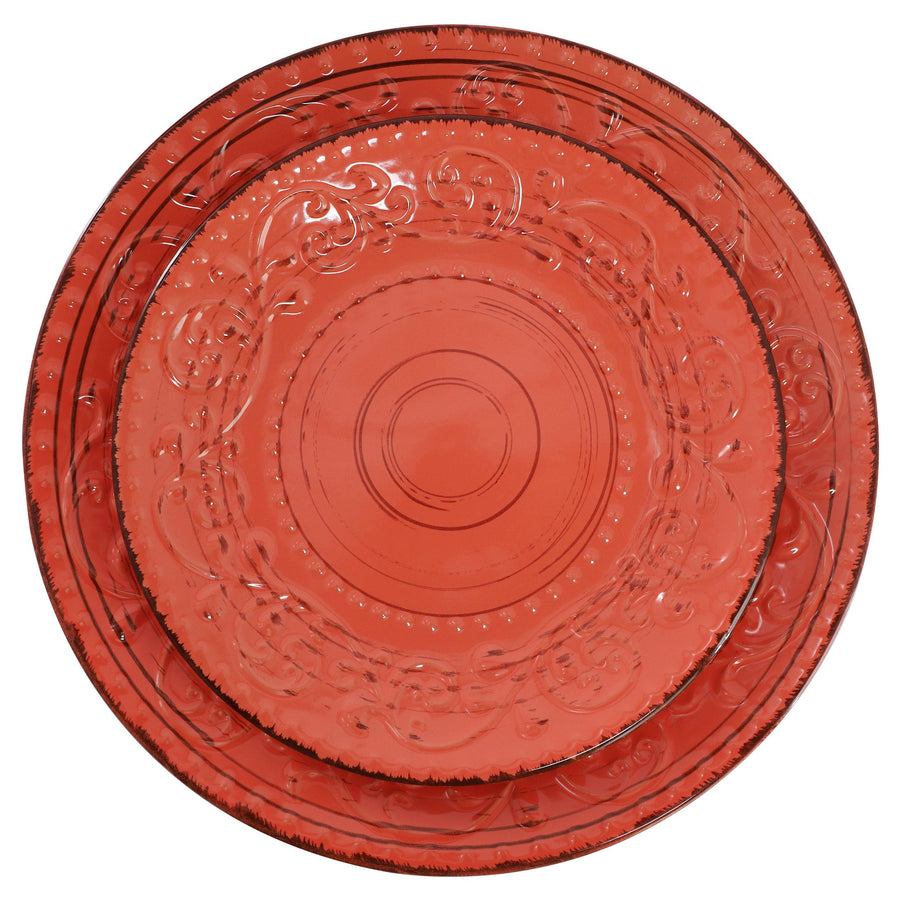 Elama Malibu Jasper 16-Piece Stoneware Dinnerware Set, Reactive Glaze Orange - Service for 4