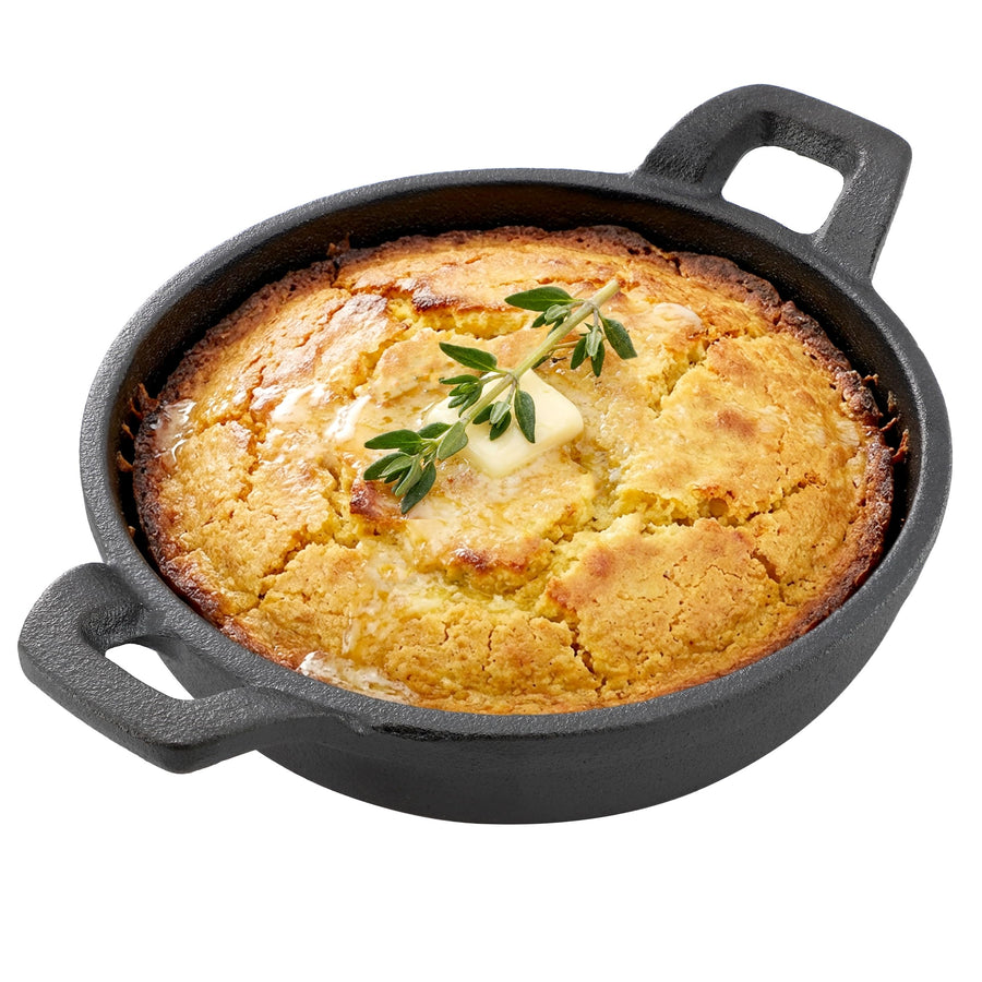 Megachef 5 Inch Round Cast Iron Frying Pan, Pre-Seasoned Indoor Outdoor Mini Skillet