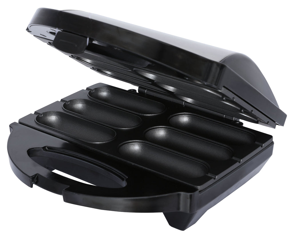 Brentwood TS-601S Non-Stick 6-Cavity Mini Corn Dog Maker — Stainless Steel Electric Snack Iron with Cool-Touch Handle, 1200W, Indicator Lights