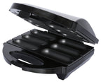 Brentwood TS-601S Non-Stick 6-Cavity Mini Corn Dog Maker — Stainless Steel Electric Snack Iron with Cool-Touch Handle, 1200W, Indicator Lights