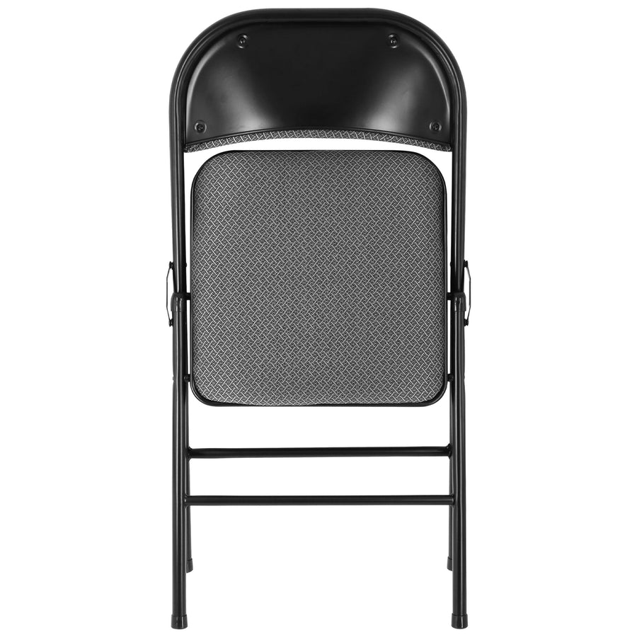 Elama 4-Piece Metal Folding Dinner Chairs, Padded Seats & Carry Handle, Indoor/Outdoor, Gray (Set of 4)