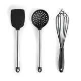 MegaChef 14-Piece Silicone and Stainless Steel Kitchen Utensil Set, Gray (13 Tools + Storage Canister)