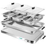 MegaChef 3-in-1 Electric Chafing Buffet Server & Warming Tray with Three 2.63-Quart Trays and 8.6-Quart Baking Pan