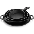 MegaChef 12-Piece Pre-Seasoned Cast Iron Cookware Set – Black & Red | Skillets, Dutch Oven & Accessories