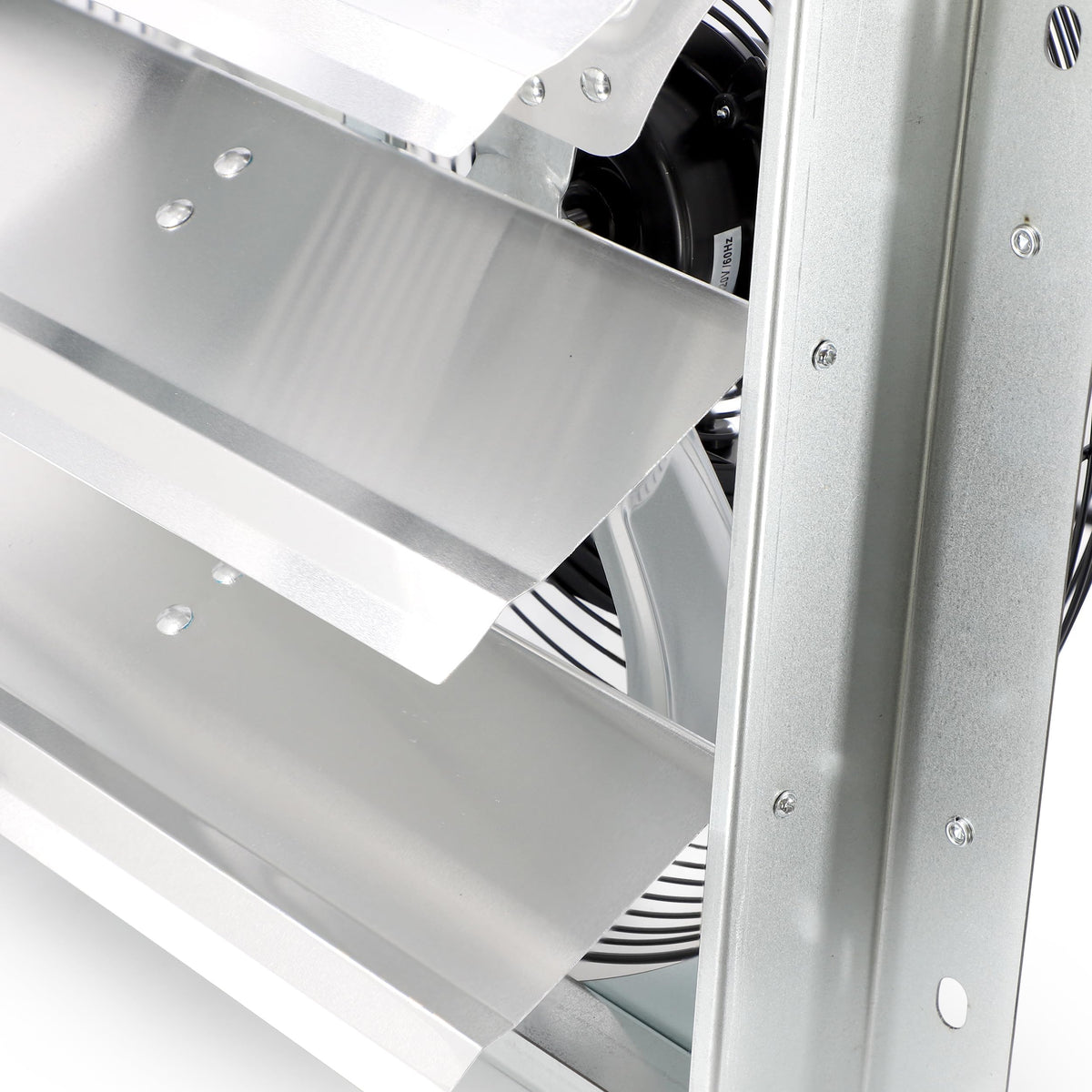 Vie Air 14 Inch Aluminum Shutter Exhaust Fan with Power Cord, Wall-Mount Ventilation, Silver