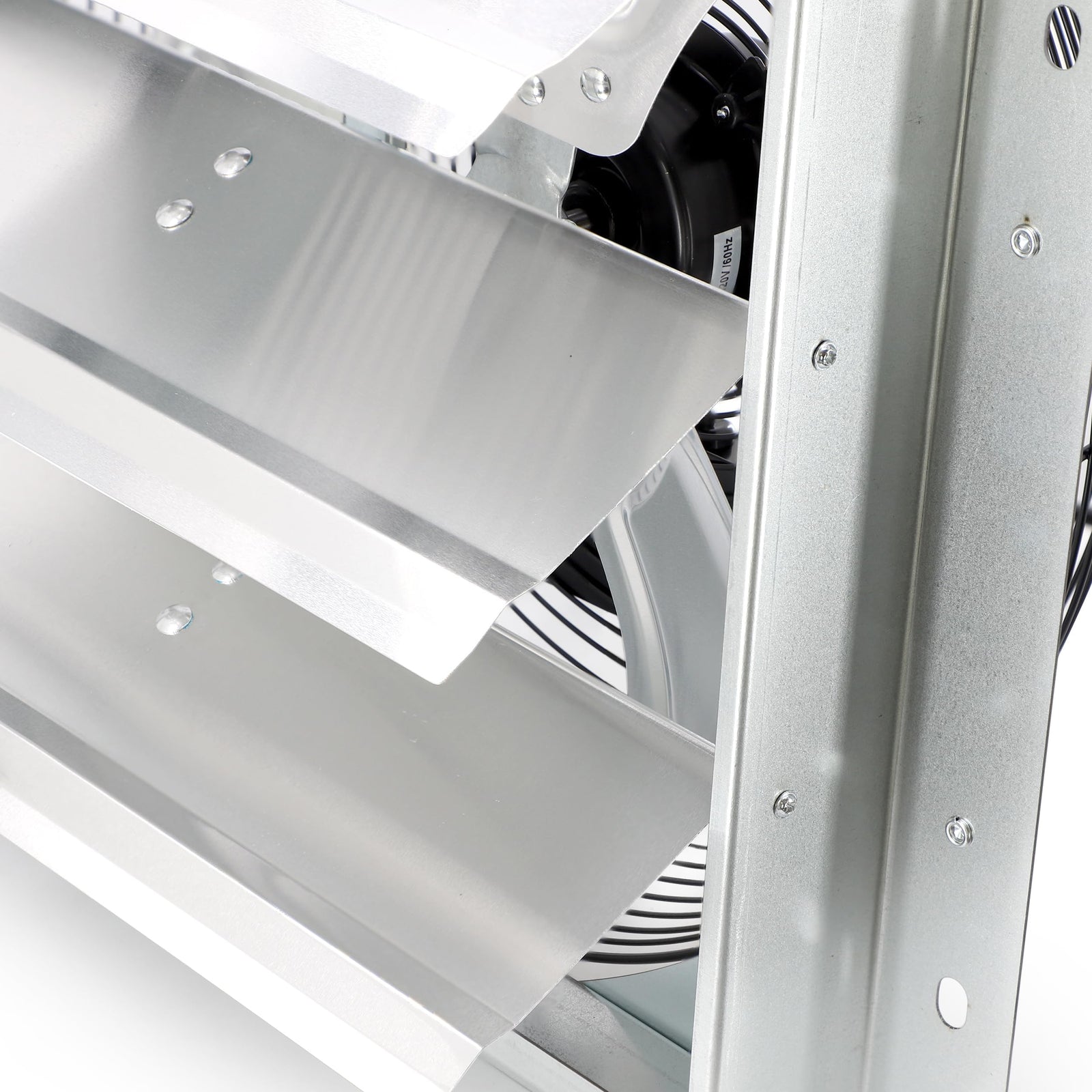 Vie Air 12 Inch Aluminum Shutter Exhaust Fan with Power Cord, Wall-Mount Ventilation, Silver