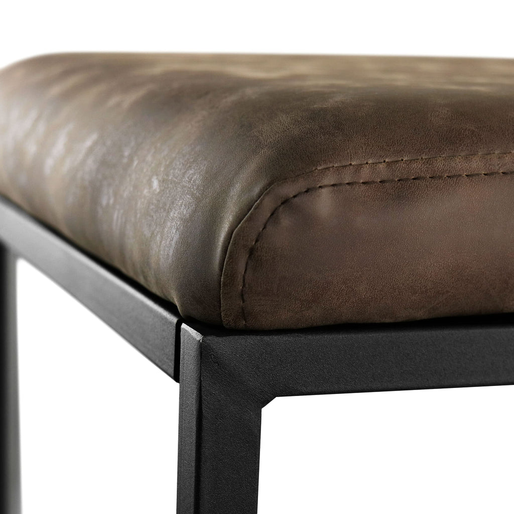 Elama Faux Leather Adjustable Bar Stool Set of 2 – Brown with Black Base (ELM-2102)