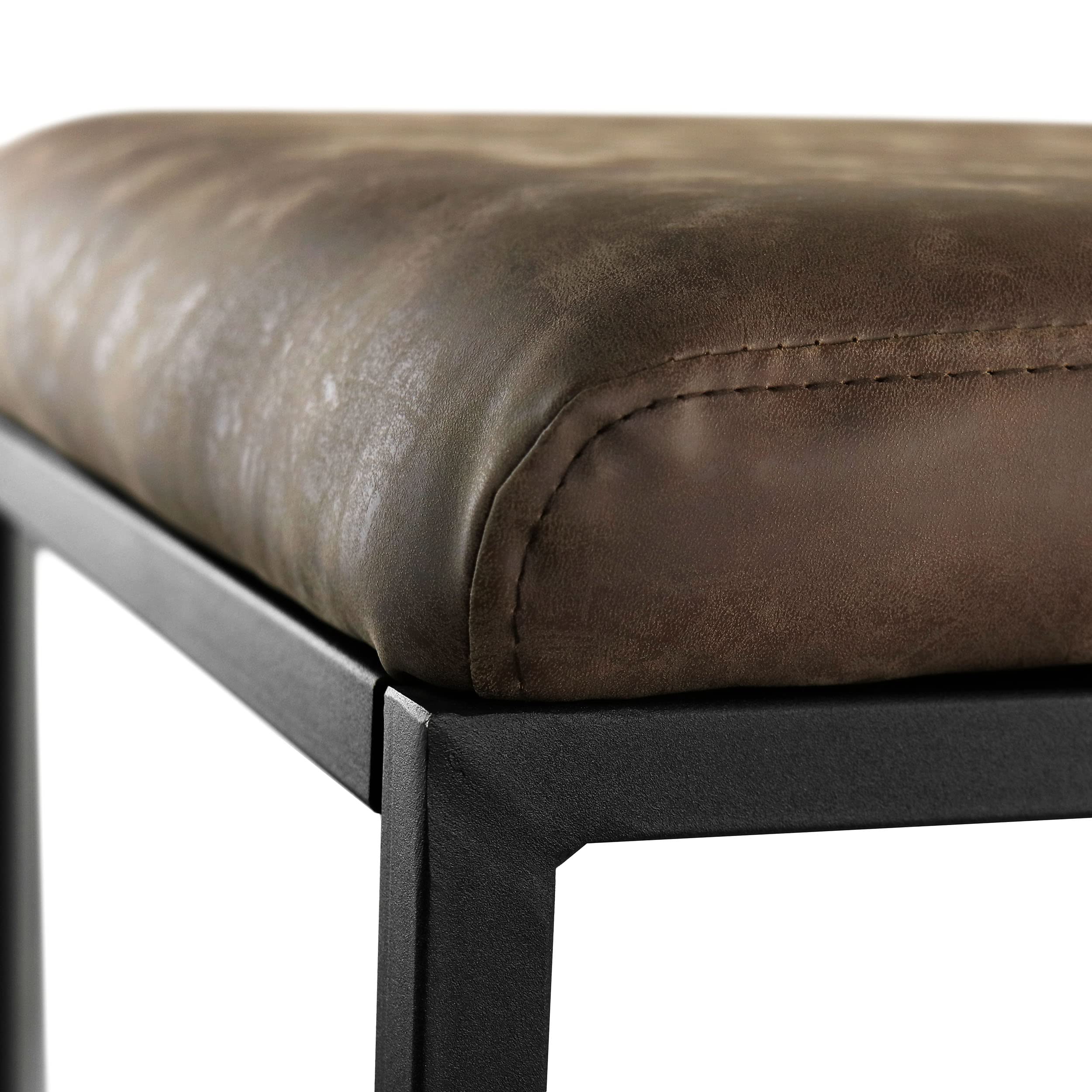 Elama Faux Leather Adjustable Bar Stool Set of 2 – Brown with Black Base (ELM-2102)