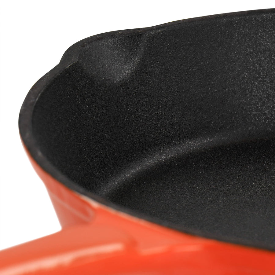 MegaChef Enameled 8-Inch Pre-Seasoned Cast Iron Frying Pan, Orange