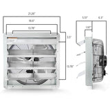Vie Air 18 Inch Aluminum Shutter Exhaust Fan with Power Cord, 2,450 CFM Wall-Mount Ventilation, Silver