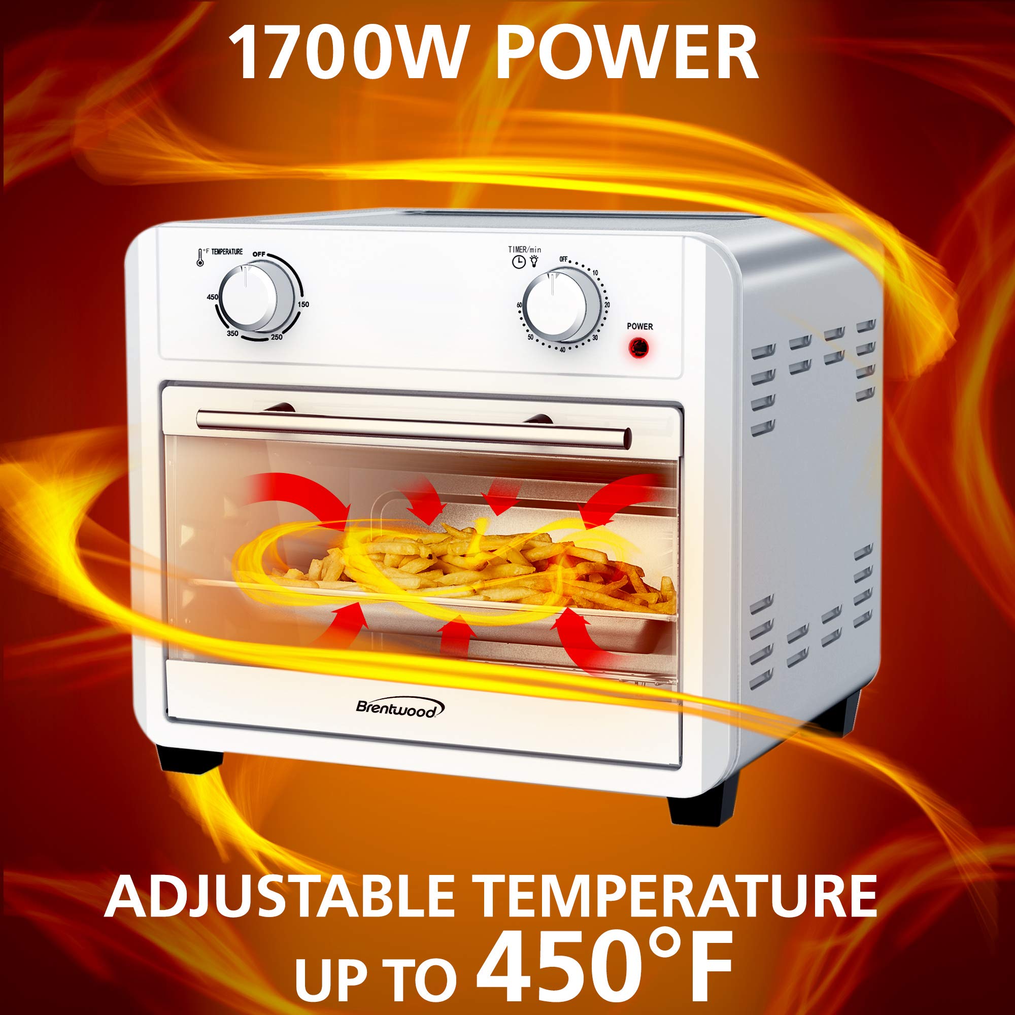 Brentwood 1700-Watt 24-Quart Convection Air Fryer Toaster Oven, Silver