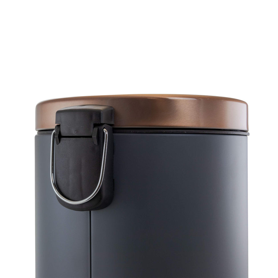 Elama 3 Gallon Soft-Close Step Trash Bin, Grey and Copper