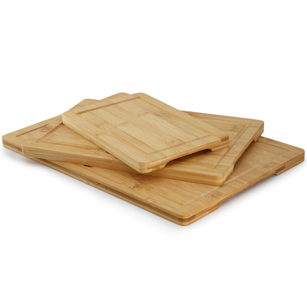 Elama 3-Piece Bamboo Wood Cutting Board Set – 9", 12" & 15" Charcuterie & Serving Trays