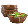 Elama 4-Piece 6.75" Acacia Wood Salad Bowl Set – Individual Hardwood Dining Bowls (Dark Acacia)