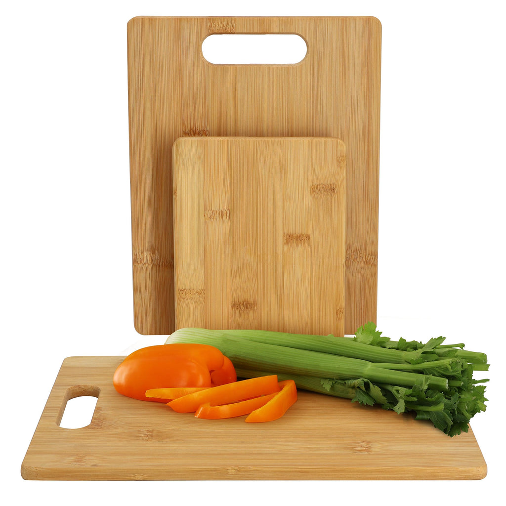 Elama 3-Piece Bamboo Cutting & Charcuterie Board Set – 8", 11" & 13" Wood Prep, Serving & Cheese Boards, Eco-Friendly Bamboo