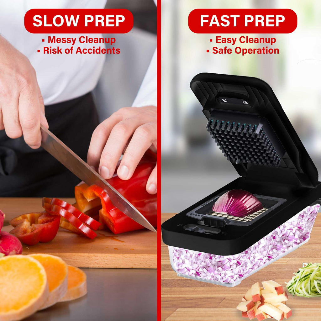 Brentwood All-in-One 4.25-Cup Food Chopper, Mandoline Slicer & Cheese Grater – 8 Interchangeable Stainless Steel Blades
