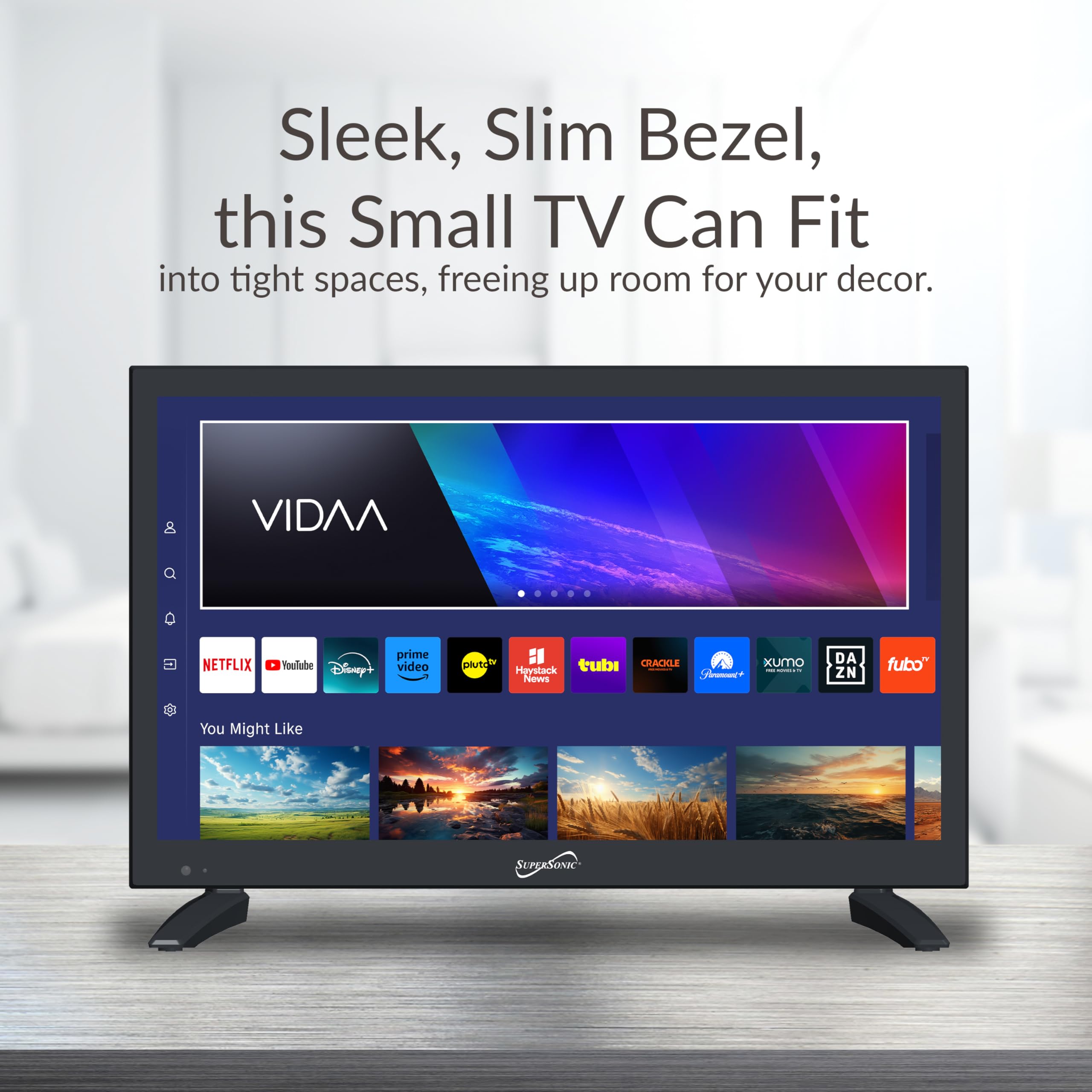 SuperSonic 19-Inch Class Vidaa Smart LED TV - 720p HD, Built-In Wi-Fi, 3 HDMI, AC/DC 12V for RV & Marine