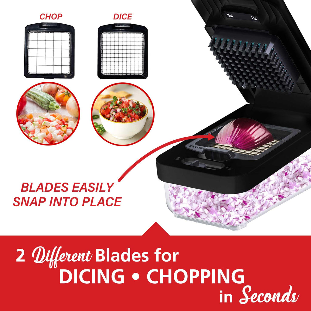 Brentwood All-in-One 4.25-Cup Food Chopper, Mandoline Slicer & Cheese Grater – 8 Interchangeable Stainless Steel Blades