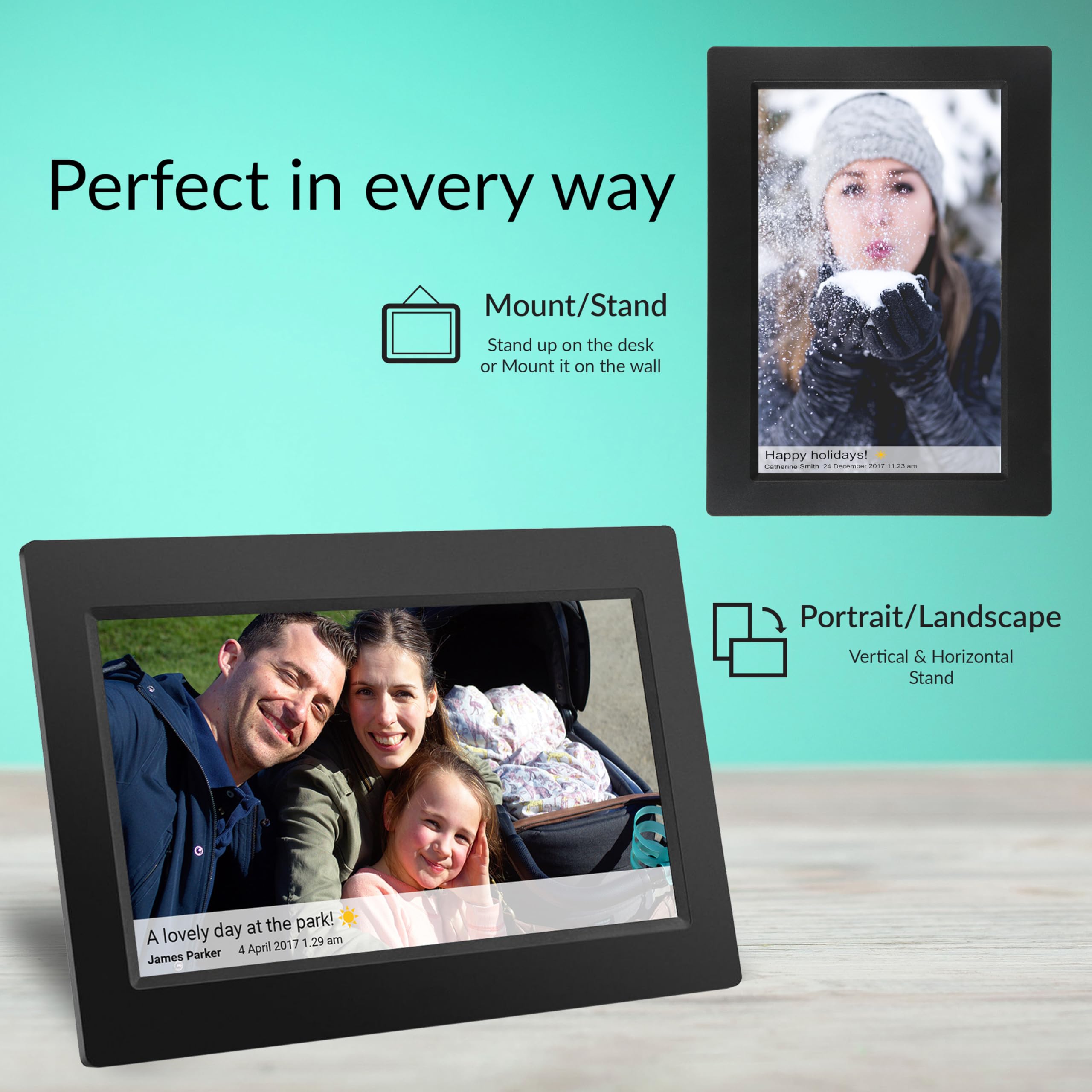 Supersonic 10-Inch Smart WiFi Digital Photo Frame with 16GB Storage, Black