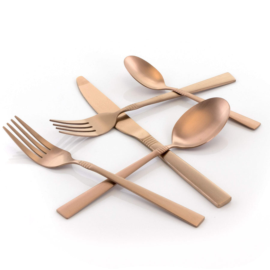MegaChef Cravat 20 Piece Flatware Set, Matte Rose, Service for 4