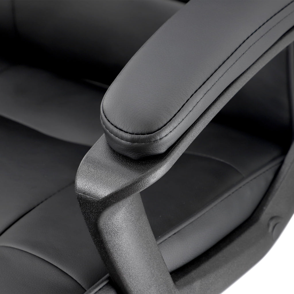 Adjustable Height Rolling Office & Gaming Chair – Ergonomic Mid-Back, 360° Swivel, Padded Armrests, Black Executive Desk Chair