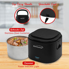 Brentwood ELB-600BK 0.6L Portable Leakproof Electric Lunch Box with Stainless Steel Container - Black