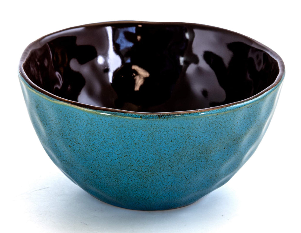 Elama Sea Glass 16-Piece Round Stoneware Dinnerware Set – Turquoise Coastal Service for 4