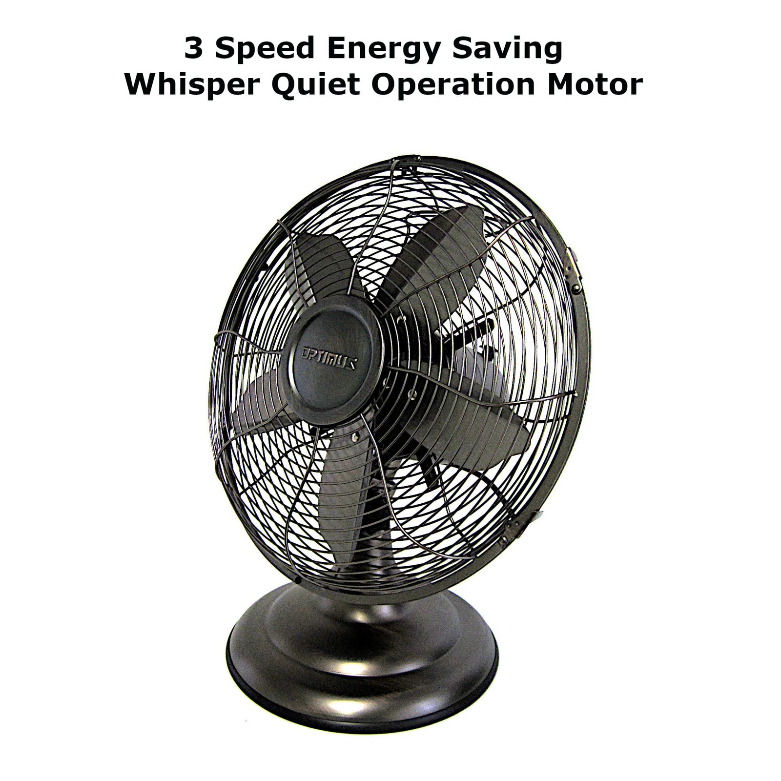 Optimus F-6212A 12-Inch 3-Speed Retro Oscillating Table Fan, Oil-Rubbed Bronze