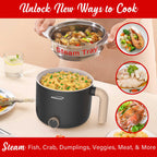 Brentwood HPS-3172BK 1.5 L Multi-Function Electric Hot Pot Cooker with Steamer, Black
