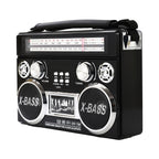 Supersonic SC-1097BT Retro 3-Band Bluetooth Radio with Flashlight, Rechargeable, Black